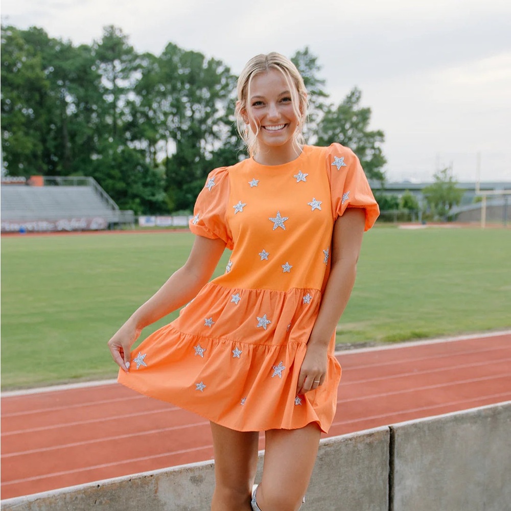 Orange Star Tiered Babydoll Dress NEW Size Small